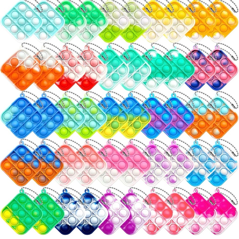 Assorted Mini Pop-It Keychain Fidget Toy Set - Multicolor - Picture 2 of 4